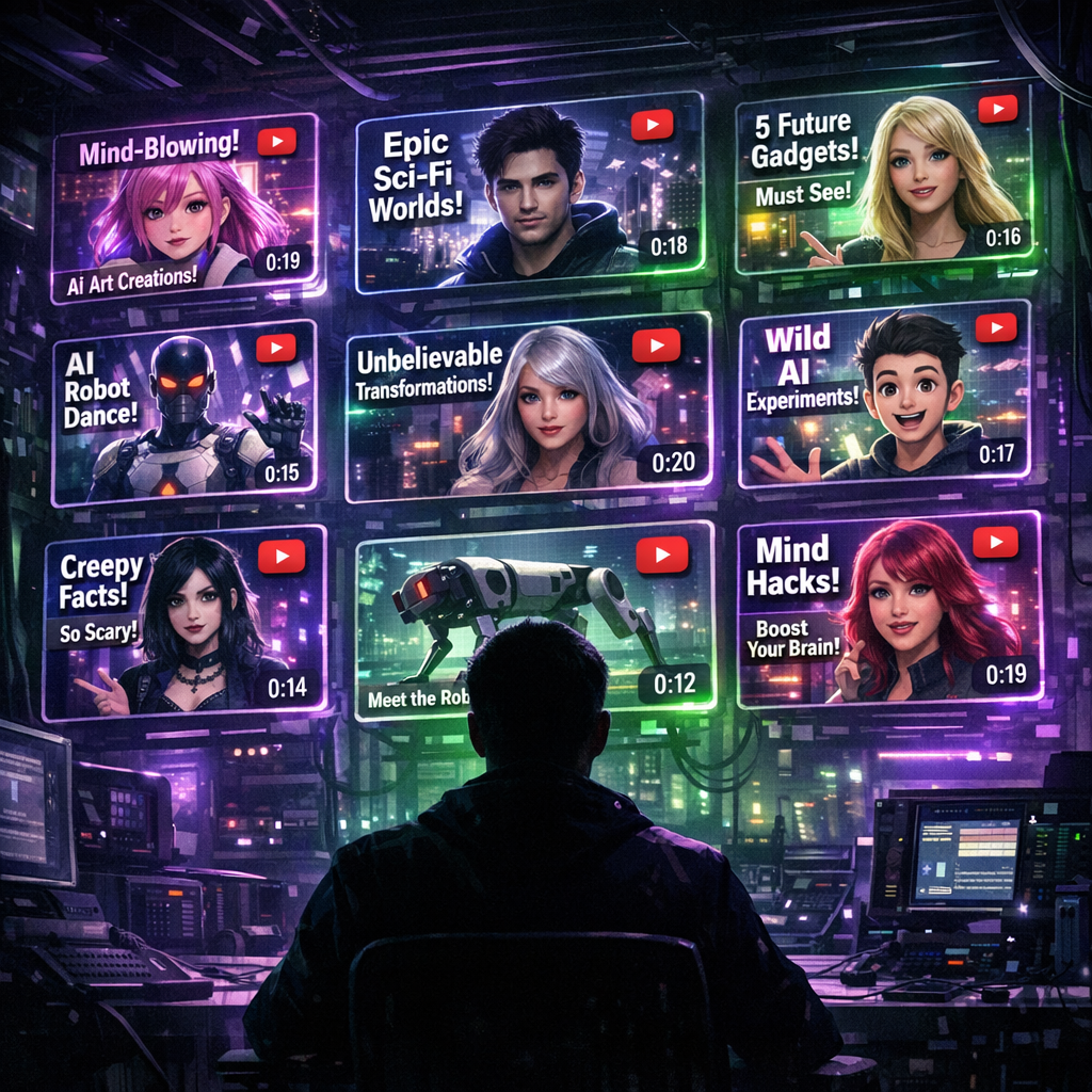 Faceless AI content creator with avatar screens