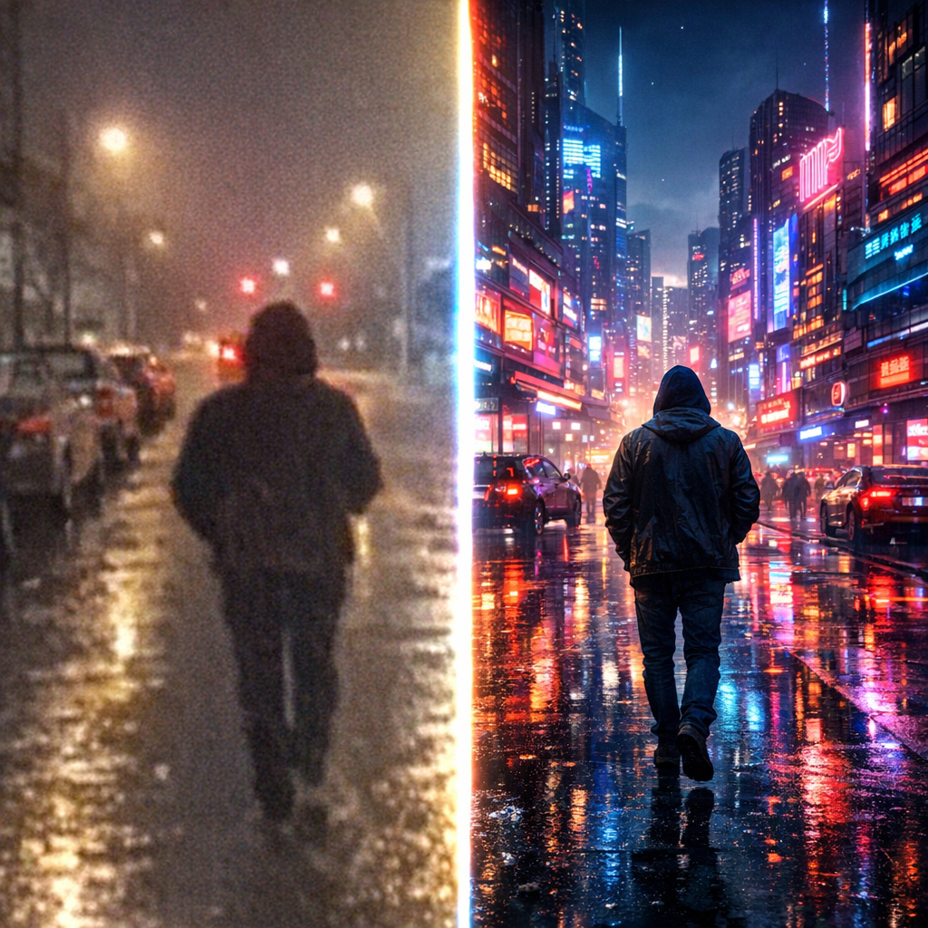 Before and after style transfer with Gemini Omni