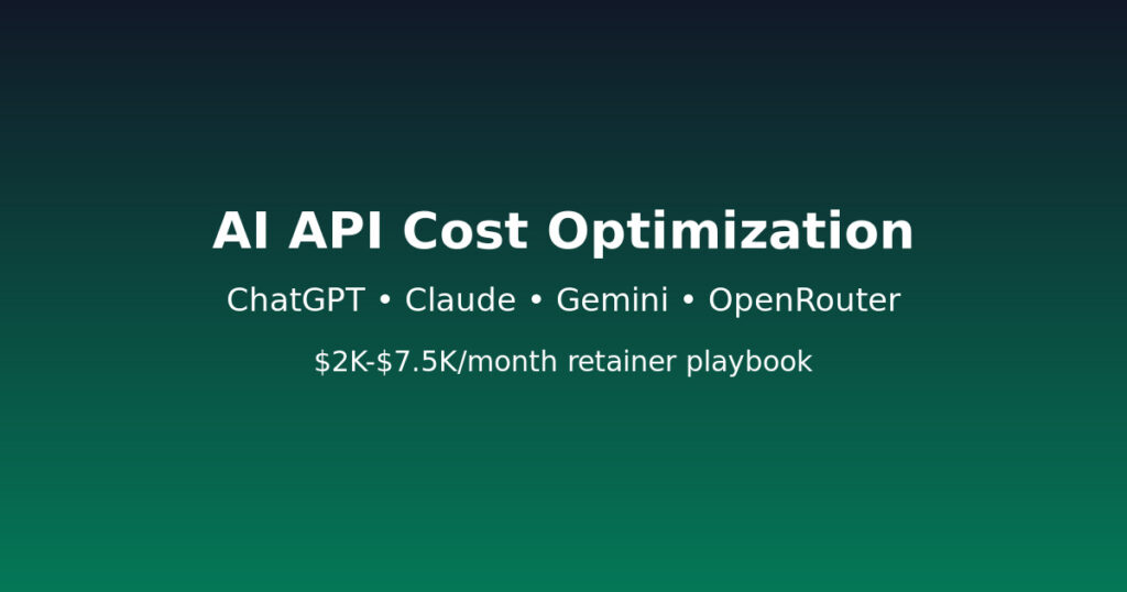 AI API cost optimization retainers 2026 pricing playbook