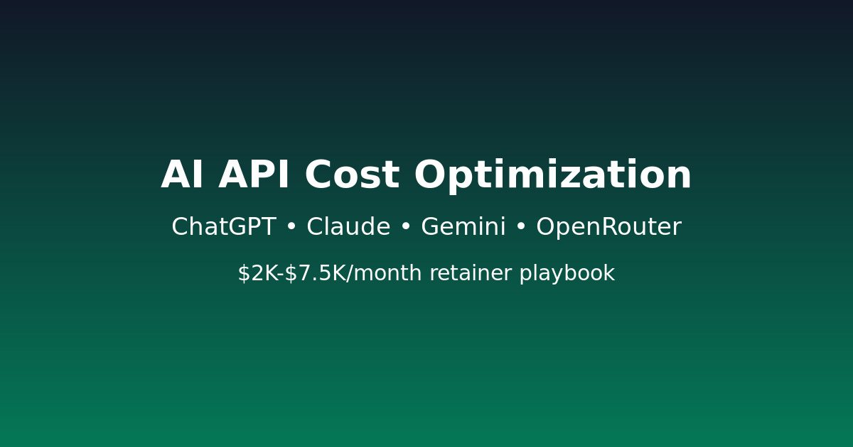 AI API cost optimization retainers 2026 pricing playbook